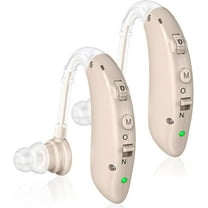 Rechargeable Hearing Aids for Seniors with Noise Cancelling,Hearing Loss Hearing Amplifiers,Digital Hearing Aid,Sound amplifier with Volume Control,Brown
