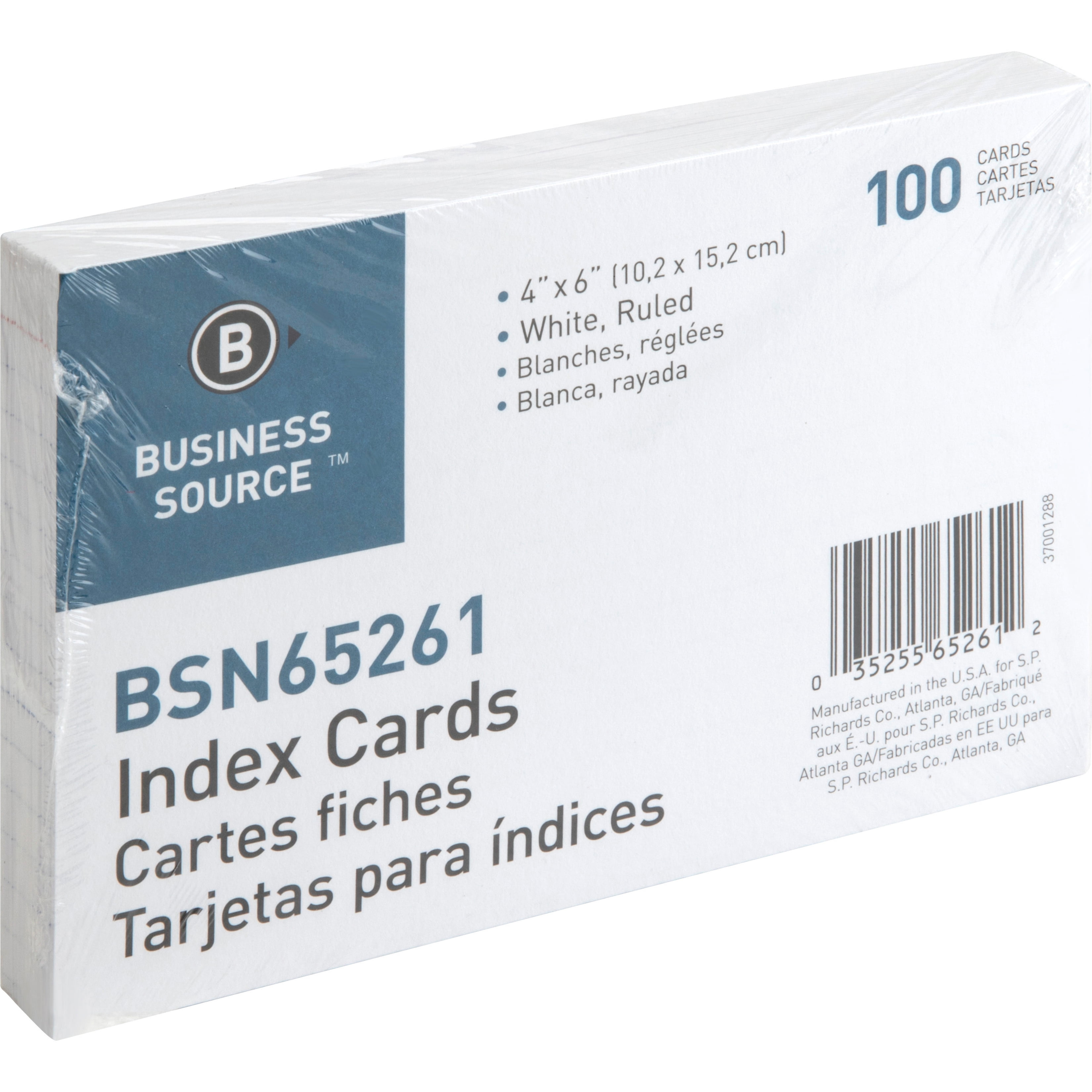 (3 pack) Business Source, BSN65261, Ruled White Index Cards, 100 / Pack