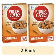 (2 pack) Fiber One Cereal, Original Bran, High Fiber Cereal Made with Whole Grain, 19.6 oz