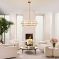 thumbnail image 3 of KAWOTI 6-Light Gold Glam Chandelier, DIY Island Pendant Light with Hand-Made Glass Discs for Living Room Dining Room Bedroom Hotel, 3 of 13