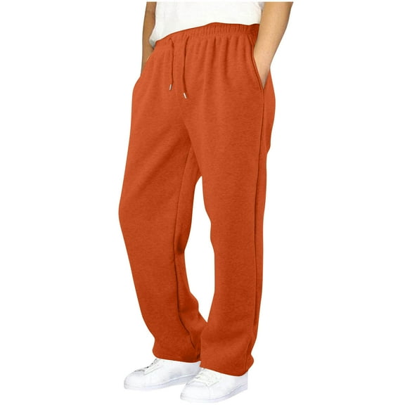 Girls Fringe Pants Boys Sweatpants Athletic Performance Baggy Jogger Pants Straight Wide Leg Open Bottom Elastic Waist Casual Trousers with Pockets High-Elastic Waist Pants Orange 6-7Y