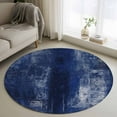 thumbnail image 2 of Navy Blue Round Area Rug 4 FT, Non Slip Indoor Outdoor Rug, Retro Oil Painting Modern Abstract Art Aesthetics Washable Soft Circular Carpet Floor Mat for Coffee Table Nursery Foyer Balcony, 2 of 9