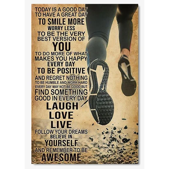 Poster To Day Is A Good Day Inspiration Quote Wall Art Gift For Marathon Runner Home... Wall Art, Unframed Prints For Home Or Office, Perfect Gift For Everyone, 8x12