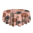thumbnail image 5 of Pink Football and Drinks Pattern Round Tablecloth 60"x60",Wrinkle Wipeable Table Cloth for Kitchen Dining Room Picnic Patio Party, 5 of 6
