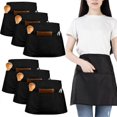 thumbnail image 1 of 6-pack Black Waist Aprons, Serving Apron with 3 Pockets, 1 of 5