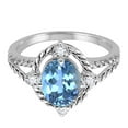 thumbnail image 4 of Mauli Jewels Rings for Women 1.87 Carat Blue Topaz and Diamond Ring 4-Prong 10K White Gold, 4 of 6
