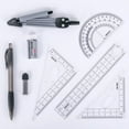 thumbnail image 4 of MesaSe 8 pcs Math Tool Set Geometry School Compass Ruler Triangle Protractor Eraser, 4 of 7