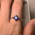 thumbnail image 3 of sapphire ring, princess cut sapphire,silver, solitaire ring, prong setting, September birthstone, 3 of 3
