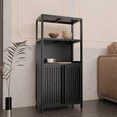 thumbnail image 5 of Dtwnek 2 Doors Bathroom Cabinet with 2 Open Shelves and 2 Inner Shelves, Bamboo Storage Cabinet for Living Room, Kitchen, Bathroom, 5 of 10