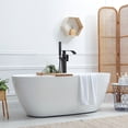 thumbnail image 5 of Wowow Brass Waterfall Single-Handle Floor Mount Freestanding Bathtub Faucet with Hand Shower and Supply Line in Matte Black, 5 of 8