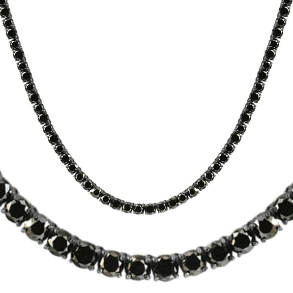 Pompeii 27.88Ct TW Black Diamond Tennis Necklace 18" 14k Black Gold (Black,I2-I3)