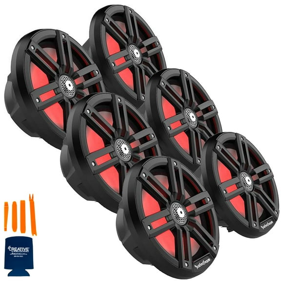 Rockford Fosgate 3 Pair M2-8B M2 Series 8" Color Optix Marine 2-Way System- Black & Stainless Grilles Included