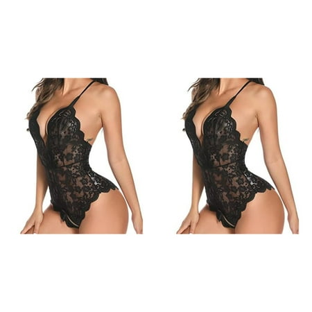 2 Pack Women Fashion 1 Pieces Lingerie Roleplay Lingerie Women Red Plaid Lace Lingerie Lingerie Lace Backless Lanyard Underwear Conjoined Tight Lace Underwear Lingerie Gown Bunny