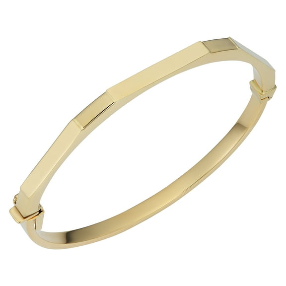 KoolJewelry 14k Yellow Gold Geometric Bangle Bracelet (4mm, 7.75 inch)