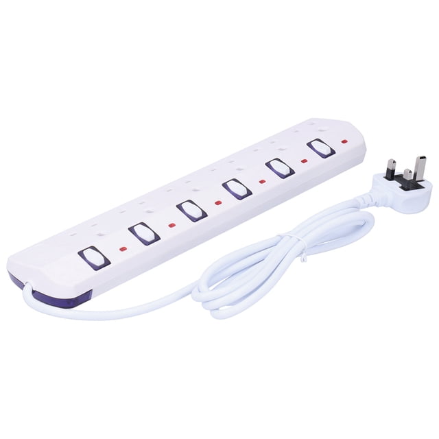 Multiprise 6 Prises, Multiprise, Protection Multiple Rallonge 6 Prises Prise en Cuivre pour Chambre Maison