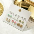 thumbnail image 2 of 6-9 Pairs Multiple Fashion Elegant Female Small Ear Stud Earrings Set Hypoallergenic Wedding Bridesmaid Jewelry Ear Studs Xmas, 2 of 6