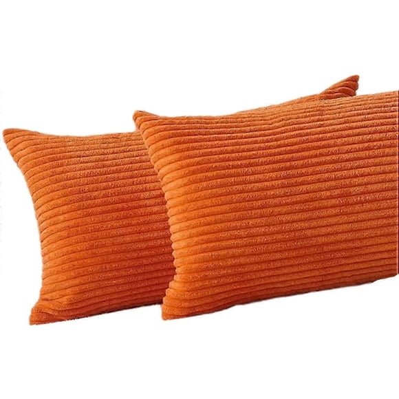 Piao Lumbar Pillow Cover 2 Pack Decorative Striped Corduroy Rectangle Cushion Covers Oblong Pillow Covers For Couch