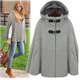 thumbnail image 1 of Chaqueta de lana de invierno a la moda, Poncho con capucha para mujer, cazadora de Cachemira suelta, capa de mezcla de lana, prendas de vestir, 1 of 4