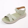 thumbnail image 6 of KEGIRLOM Women's Fashion Casual Summer Style Solid Color Thick Bottom Beach Fish Mouth Wedge Sandals Green 6, 6 of 8