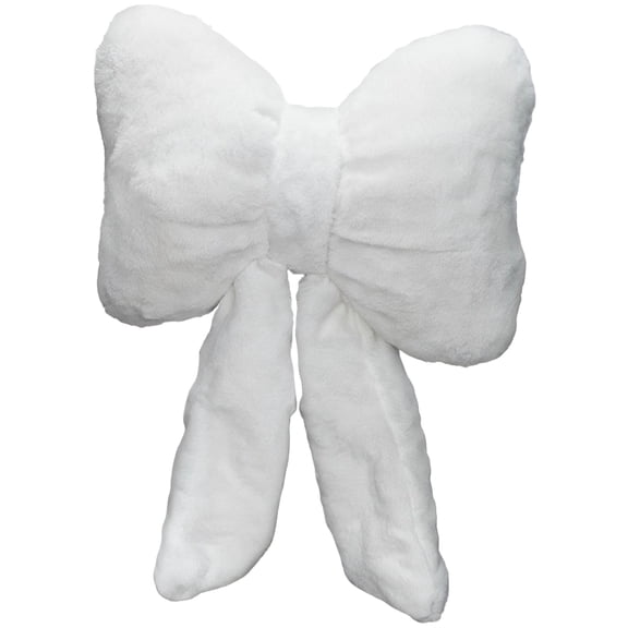 2 Pcs Plush Bow Headrest Pillows for Car, Soft White Decorative Cushions with Straps, Girl Style Car Seat Pillow for Driver & Passenger, Travel Decor