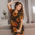 thumbnail image 3 of Lsque Autumn Pumpkin Leaves Pattern Nightgowns for Women Sleep Shirts Short Sleeve Nightshirt Pullover Nightdress Soft Sleepwear Relaxed Fit Nightdress, 3 of 6