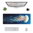 thumbnail image 3 of Disketp Gaming Mouse Pad White Jellyfish Dansing In The Ocean Pattern Large Mouse Mat Long Extended Desk Pad Non-Slip Rubber Mice Pads Stitched Edges Thin Pad (11.8x31.5 Inch), 3 of 9