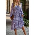 thumbnail image 5 of Vestido PRETTYGARDEN Floral Marino con Cruzado, Cuello en V, Manga Larga, Talla Pequeña, 5 of 5