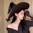 thumbnail image 4 of Sombrero de bruja fruncido grande para mujer, sombrero de bruja en ángulo, sombrero de mago, accesorio de disfraz Popular, 4 of 4