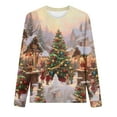 thumbnail image 3 of Uootdi Vintage Christmas Long Sleeve Sweatshirts for Gift Women Funny Cute Santa Claus Shirts Xmas Tree Printed Holiday Pullove r, 3 of 4