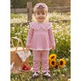 thumbnail image 4 of RUINIXCW Toddler Girl Fall Outfits Lace Trim Long Sleeve Tops and Pants Headband, 4 of 7