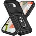 thumbnail image 1 of KOMI Phone Case for Google Pixel 9A Case with HD Screen Protector & Slide Camera Cover & Rotated Ring Kickstand, [Military-Grade] Phone Case for Google Pixel 9A, Black, 1 of 5