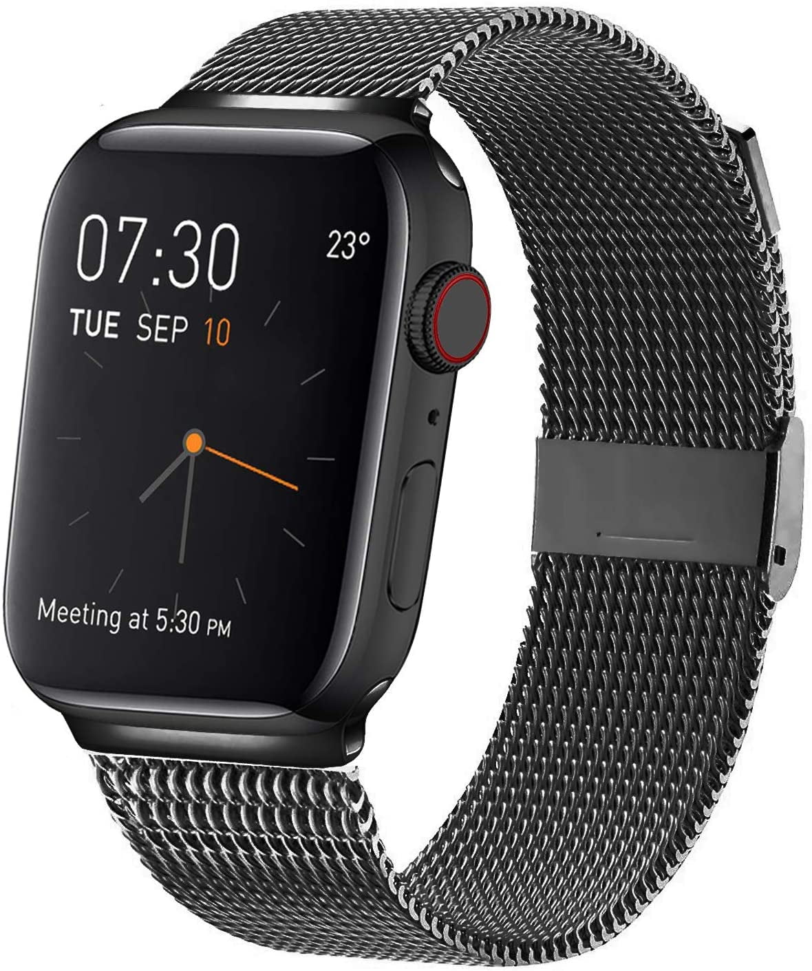 black stainless steel milanese loop