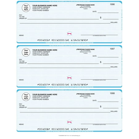 ABC Business Checks Compatible w/Quick Books, 3 On A Page, 300 Checks (Linen Light Blue)