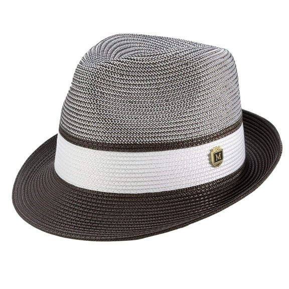 Montique Brown Two Tone Braided Stingy Brim Pinch Fedora Hat H-22