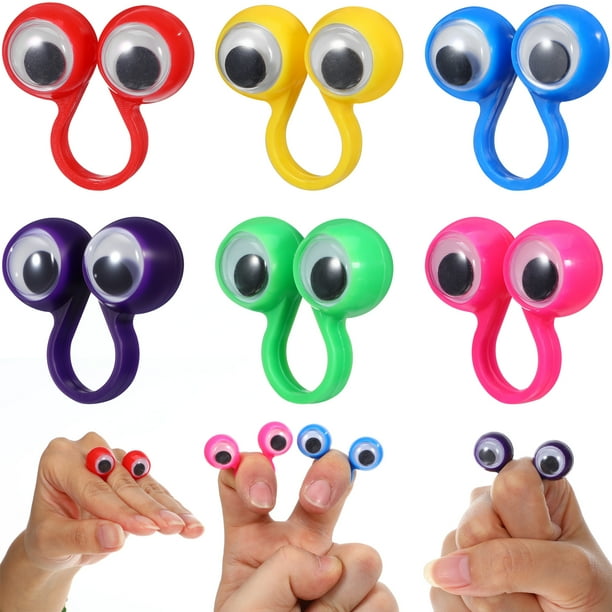 10 unidades de juguetes de dedo educativos e inteligentes, títeres de anillo con ojos grandes, divertidos juegos de dedos para niños, regalo para fiestas (color aleatorio).