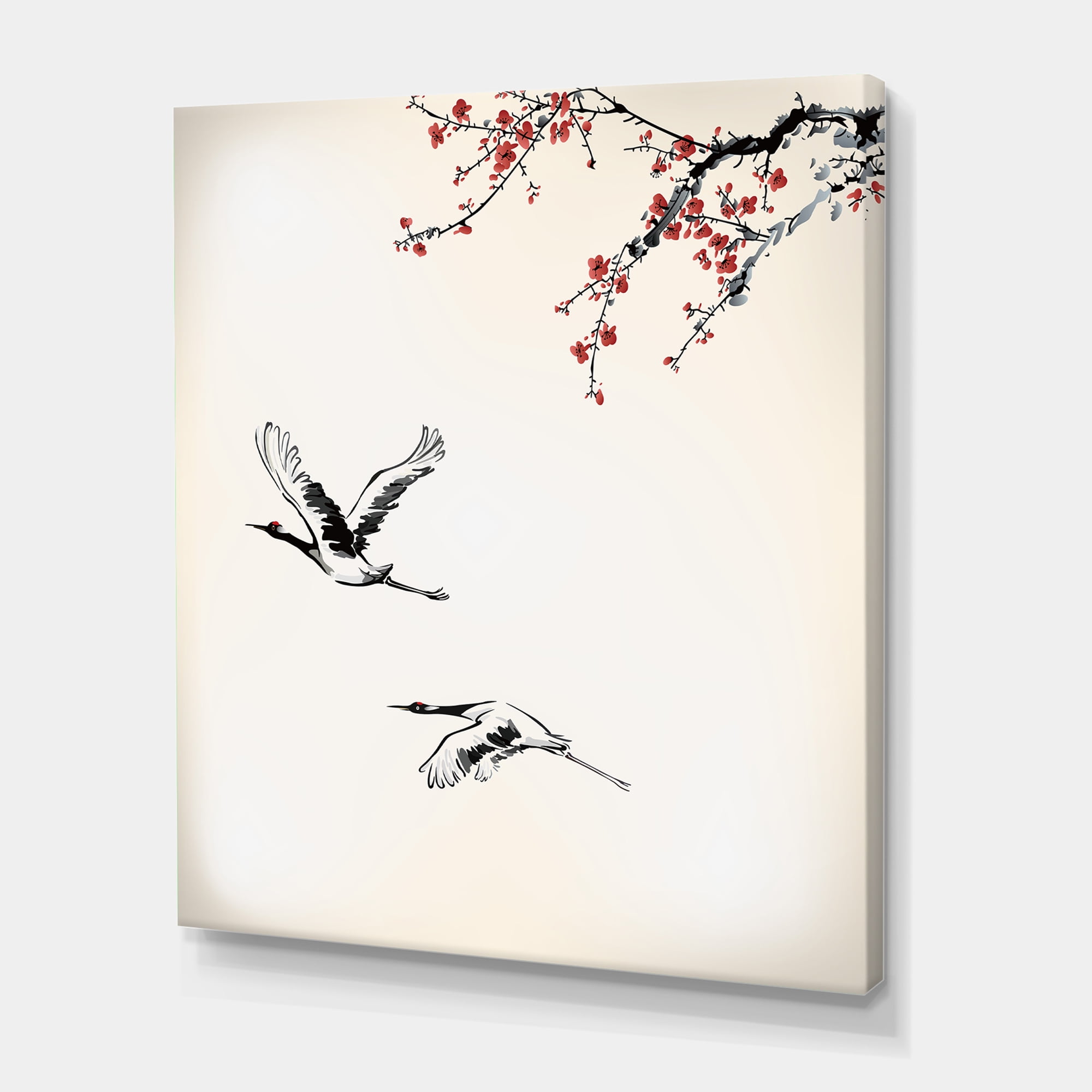 Designart ' Flying Two Sweet Winter Birds ' Traditional Canvas Wall Art Print