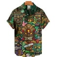 thumbnail image 3 of Camisa Tiki Moai para hombre, ropa con estampado 3D, camisas hawaianas, blusas con gráficos de calaveras de terror de civilización vintage, camisas casuales Y2k Aloha, 3 of 5