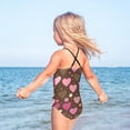 thumbnail image 5 of Girls' One-piece Swimsuit Cross Back Bathing Suit Beach Surfing Sizes 3T-10T Pink and Brown Hearts Pattern, 5 of 9
