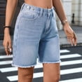 thumbnail image 5 of Women'S Jorts Baggy High Waisted Jean Shorts Ripped Denim Bermuda Shorts Y2K Shorts Light Blue S, 5 of 8