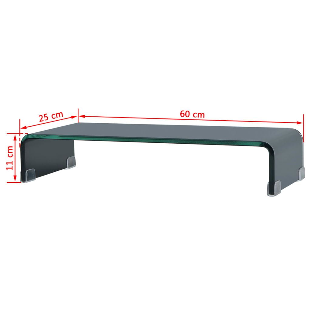Kepooman Modern Rectangle Glass Computer LCD Desktop Shelf for Bedroom, 23.6" x 9.8" x 4.3", Black Kepooman Modern Rectangle Glass Computer LCD Desktop Shelf for Bedroom, 23.6" x 9.8" x 4.3", Black