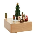 thumbnail image 1 of Adorno de caja de música navideña, caja musical de cuerda con melodía, temática navideña árbol de navidad verde, 1 of 9