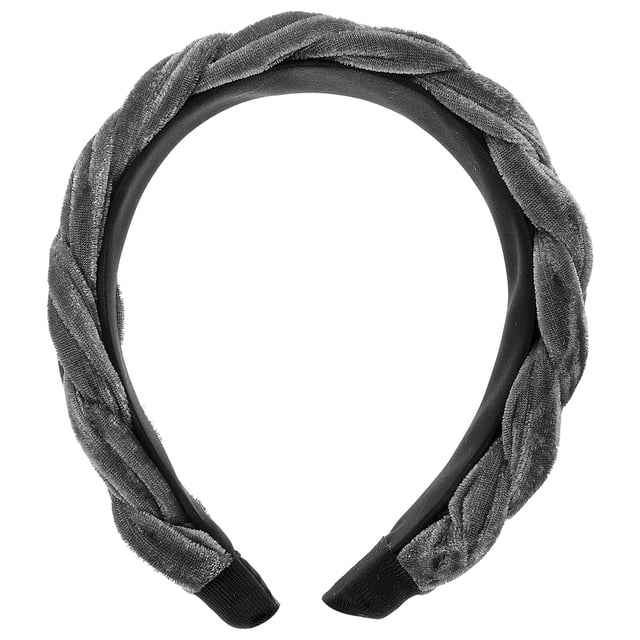 Accesorio para el cabello con trenza cruzada para mujer, de franela, ancho y gris