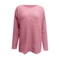 thumbnail image 4 of IROINID Women's One-Shoulder Pullover Sweater Solid Color Loose Short Length Long Sleeve Diagonal Collar Sweater Tops, 4 of 5