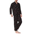 thumbnail image 2 of Balery Love Valentine's skull Pijama para Hombre de Dos Piezas con Manga Larga, Conjunto de Dormir y Descanso Suave con Bolsillos-Small, 2 of 7