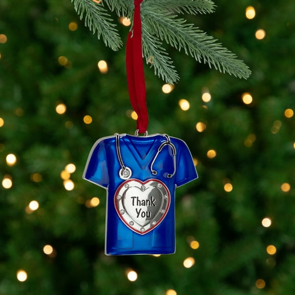 Northlight 3" Silver Plated Blue Scrubs Christmas Ornament with 11 European Crystals