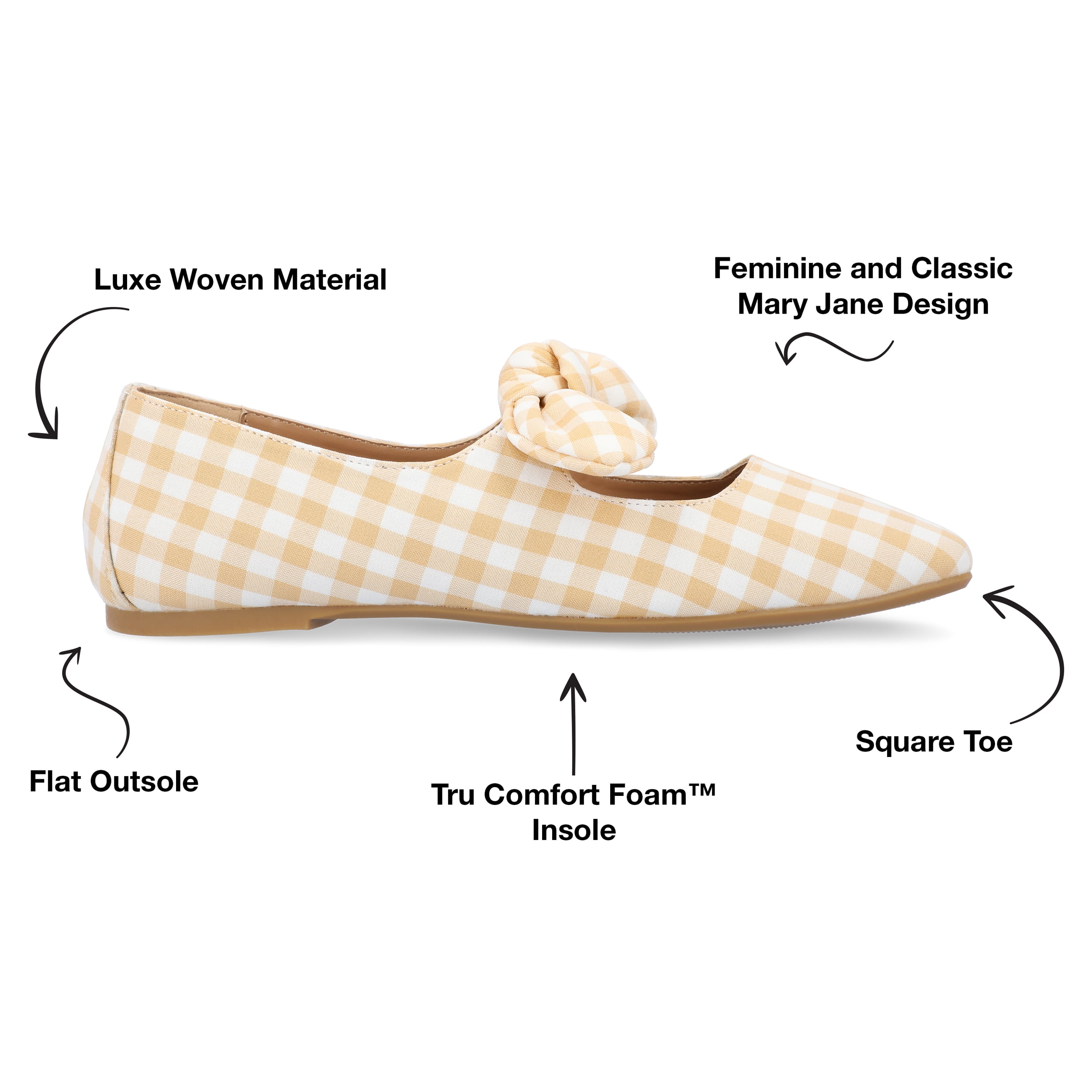 Journee Womens Seralinn Mary Jane Slip On Square Toe Dress Flats