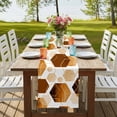 thumbnail image 4 of Orange Marble 70 Inch Table Runner, Gold White Geometric Hexagon Modern Farmhouse Dresser Scarf Cotton & Linen Tablerunner for Dining/Kitchen Island/Holiday Party Décor 13" x 70", 4 of 9