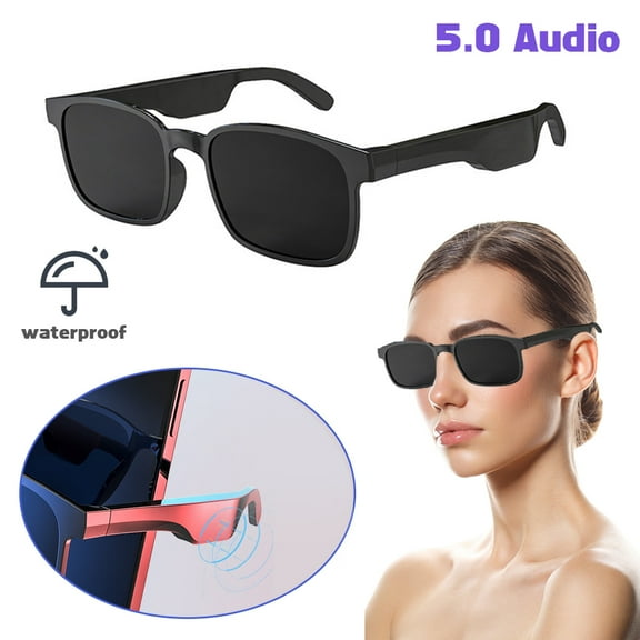 SHELLTON Polarized Smart Bluetooth Stereo Speaker Sunglasses Glasses Headphones Black