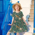 thumbnail image 6 of FORMRS Girls Short Sleeve Dress Summer Casual Round Neck A-line Beach Sundress, Sizes 2T-8T, Tiger and Peacock Pattern, 6 of 8