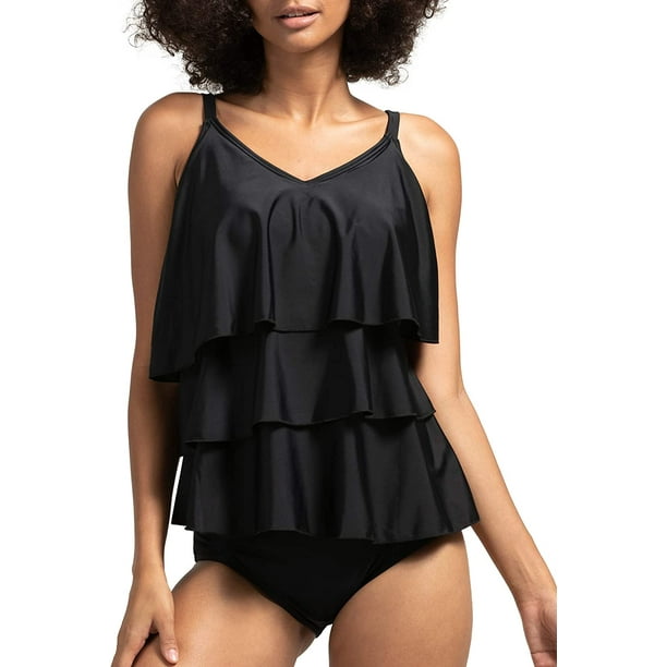 Swimsuits for Women Flounce 2Piece Top Swimwear with High Waisted